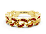 Yellow gold Pavé Round Ruby Interlocking Eternity Band with Bezel Prong Setting_6