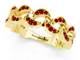 Yellow gold Pavé Round Ruby Interlocking Eternity Band with Bezel Prong Setting_7