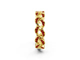 Yellow gold Pavé Round Ruby Interlocking Eternity Band with Bezel Prong Setting_8