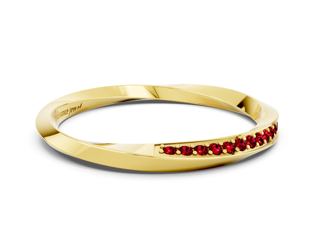 Yellow gold Pavé Round Ruby Twist Band_24