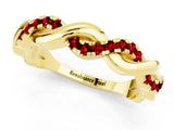 Yellow gold Pavé Round Ruby Twist Eternity Band with Shared Prong Setting_31