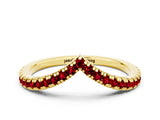 Yellow gold Pavé Round Ruby V-Shaped Chevron Band with Shared Prong Setting_6