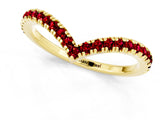 Yellow gold Pavé Round Ruby V-Shaped Chevron Band with Shared Prong Setting_7