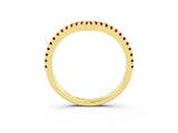 Yellow gold Pavé Round Ruby V-Shaped Chevron Band with Shared Prong Setting_9