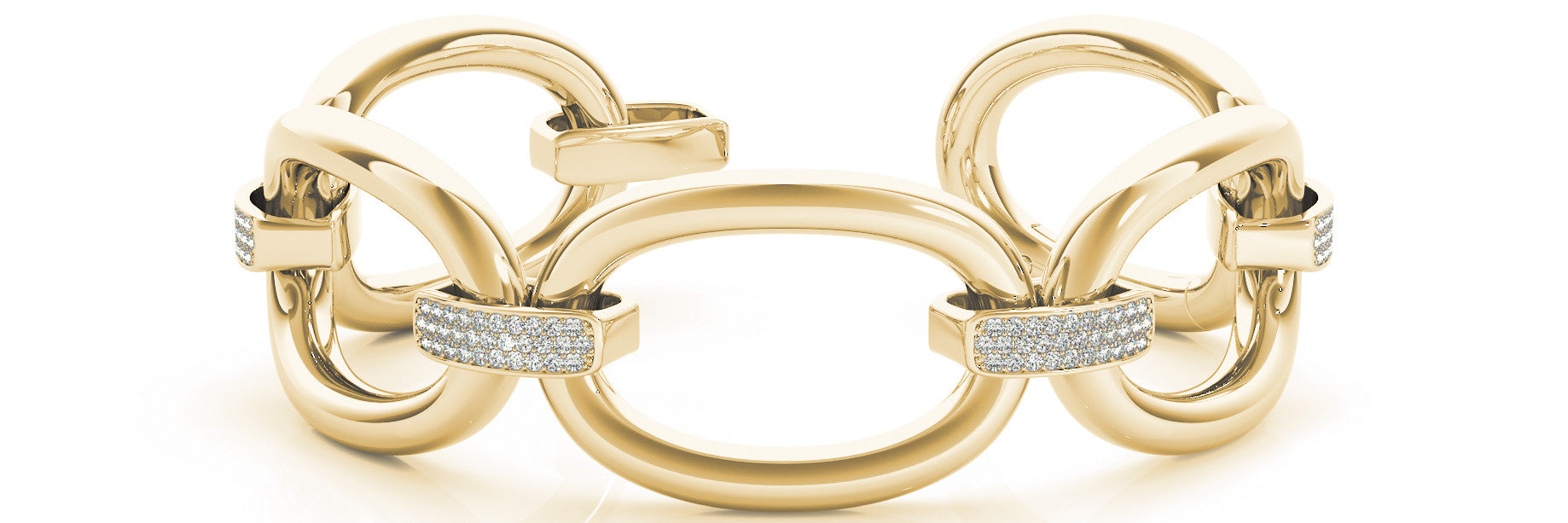 Yellow gold Pavé Round Stone Link Bracelet with Channel Setting