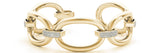 Yellow gold Pavé Round Stone Link Bracelet with Channel Setting