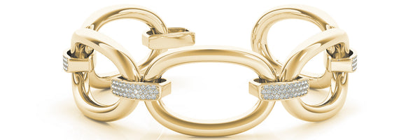 Yellow gold Pavé Round Stone Link Bracelet with Channel Setting