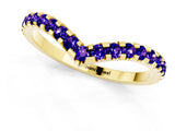 Yellow gold Pavé Round Tanzanite Chevron Band with Shared Prong Setting_7