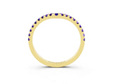 Yellow gold Pavé Round Tanzanite Chevron Band with Shared Prong Setting_9