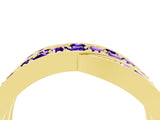 Yellow gold Pavé Round Tanzanite Crossover Band with Bead Prong Setting_10