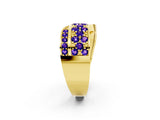 Yellow gold Pavé Round Tanzanite Crossover Band with Bead Prong Setting_8