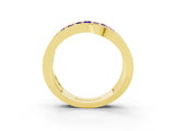 Yellow gold Pavé Round Tanzanite Crossover Band with Bead Prong Setting_9