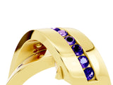 Yellow gold Pavé Round Tanzanite Crossover Band with Channel Setting_10