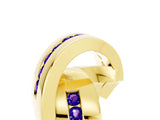 Yellow gold Pavé Round Tanzanite Crossover Band with Channel Setting_11