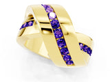 Yellow gold Pavé Round Tanzanite Crossover Band with Channel Setting_7