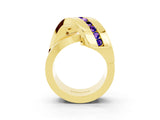 Yellow gold Pavé Round Tanzanite Crossover Band with Channel Setting_9