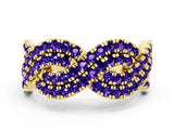 Yellow gold Pavé Round Tanzanite Infinity Twist Band with Shared Prong Setting_6