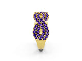 Yellow gold Pavé Round Tanzanite Infinity Twist Band with Shared Prong Setting_8