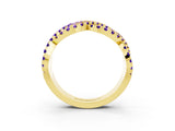Yellow gold Pavé Round Tanzanite Infinity Twist Band with Shared Prong Setting_9