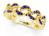 Yellow gold Pavé Round Tanzanite Interlocking Eternity Band with Bezel Prong Setting_7