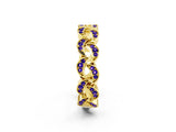 Yellow gold Pavé Round Tanzanite Interlocking Eternity Band with Bezel Prong Setting_8