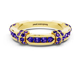 Yellow gold Pavé Round Tanzanite Link Band with Bezel Setting_30