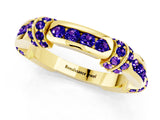 Yellow gold Pavé Round Tanzanite Link Band with Bezel Setting_31