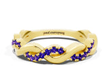 Yellow gold Pavé Round Tanzanite Twist Eternity Band with Shared Prong Setting_18