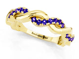 Yellow gold Pavé Round Tanzanite Twist Eternity Band with Shared Prong Setting_19