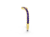 Yellow gold Pavé Round Tanzanite V-Shaped Chevron Band with Shared Prong Setting_8