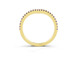 Yellow gold Pavé Round Tanzanite V-Shaped Chevron Band with Shared Prong Setting_9