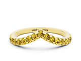 Yellow gold Pavé Round Yellow Sapphire Chevron Band with Shared Prong Setting_18