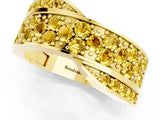 Yellow gold Pavé Round Yellow Sapphire Crossover Band with Bead Prong Setting_7
