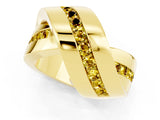 Yellow gold Pavé Round Yellow Sapphire Crossover Band with Channel Setting_19