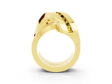 Yellow gold Pavé Round Yellow Sapphire Crossover Band with Channel Setting_21