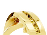 Yellow gold Pavé Round Yellow Sapphire Crossover Band with Channel Setting_22
