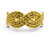 Yellow gold Pavé Round Yellow Sapphire Infinity Twist Band with Shared Prong Setting_6