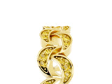 Yellow gold Pavé Round Yellow Sapphire Interlocking Eternity Band with Bezel Prong Setting_11