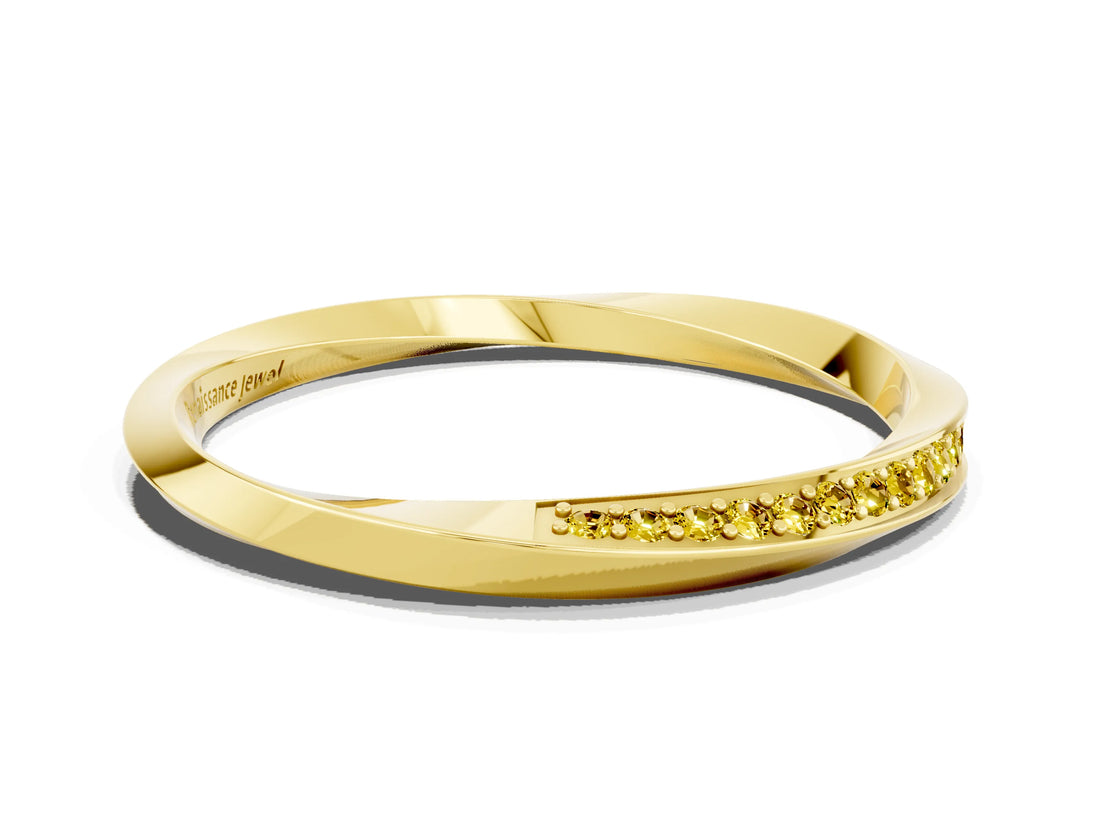 Yellow gold Pavé Round Yellow Sapphire Twist Band_24