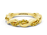 Yellow gold Pavé Round Yellow Sapphire Twist Eternity Band with Shared Prong Setting_30