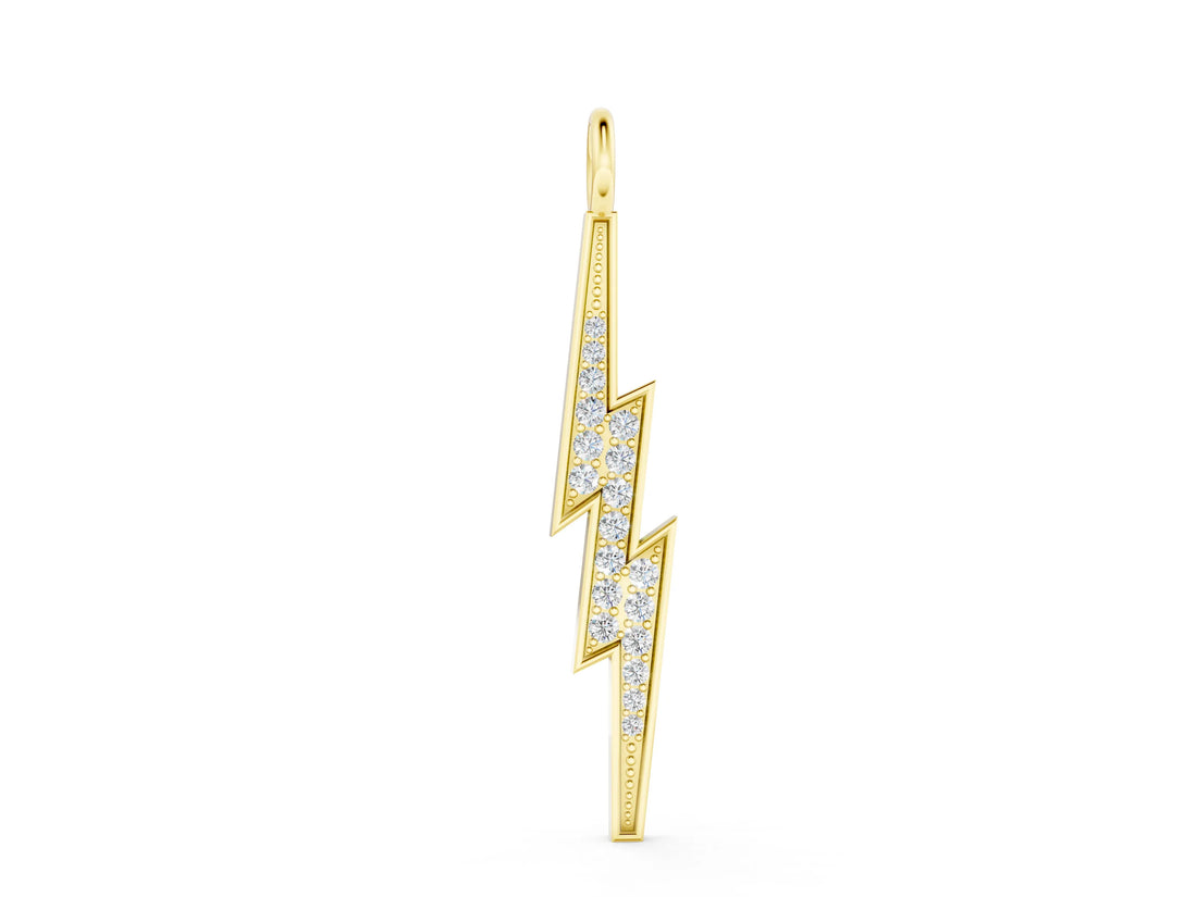 Yellow gold Pavé Set Lightning Bolt Pendant with Round Cut Stones_9
