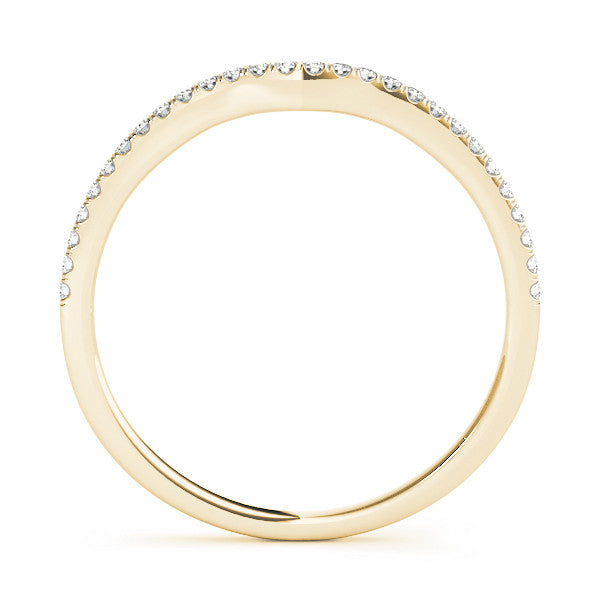 Yellow gold Pavé Set Round Diamond Curved Band with Shared Prong Setting 1