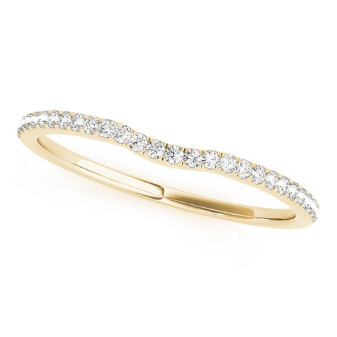 Yellow gold Pavé Set Round Diamond Curved Band with Shared Prong Setting