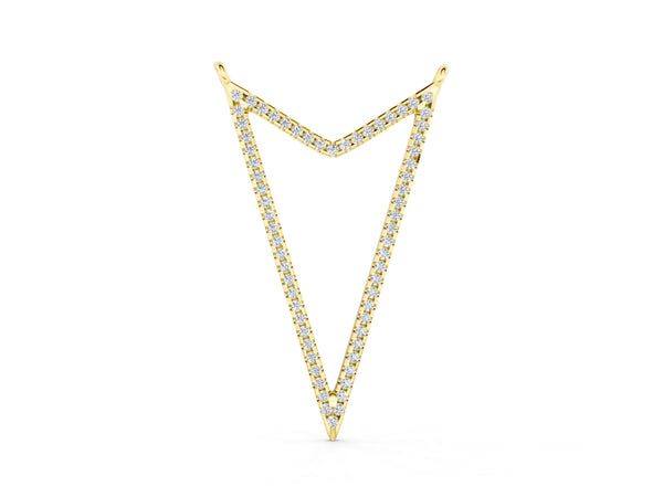 Yellow gold Pavé Set Round Diamond V-Shape Pendant