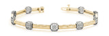 Yellow gold Pavé Square Diamond Cable Bracelet with Bezel Prong Setting