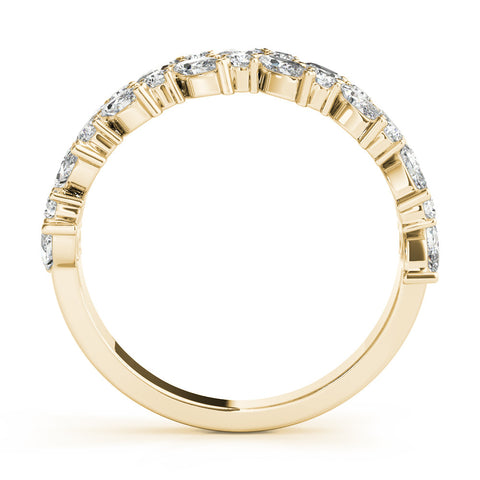 Yellow gold Pave Marquise and Round Diamond Eternity Band with Prong Setting 2