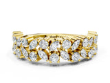 Yellow gold Pave Marquise and Round Diamond Eternity Band with Prong Setting_17