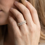 Yellow gold Pave Marquise and Round Diamond Eternity Band with Prong Setting