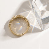 Yellow gold Pave Marquise and Round Diamond Eternity Band with Prong Setting