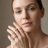 Yellow gold Pave Marquise and Round Diamond Eternity Band with Prong Setting